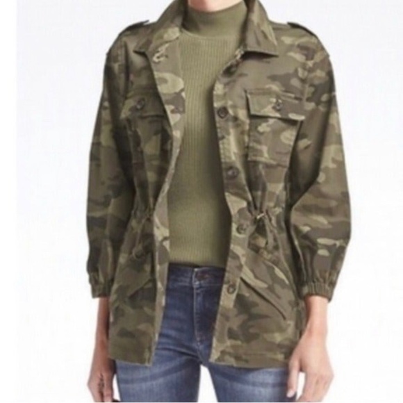 Banana Republic Oversized Camo Military Army Jacket Small - Picture 3 of 15